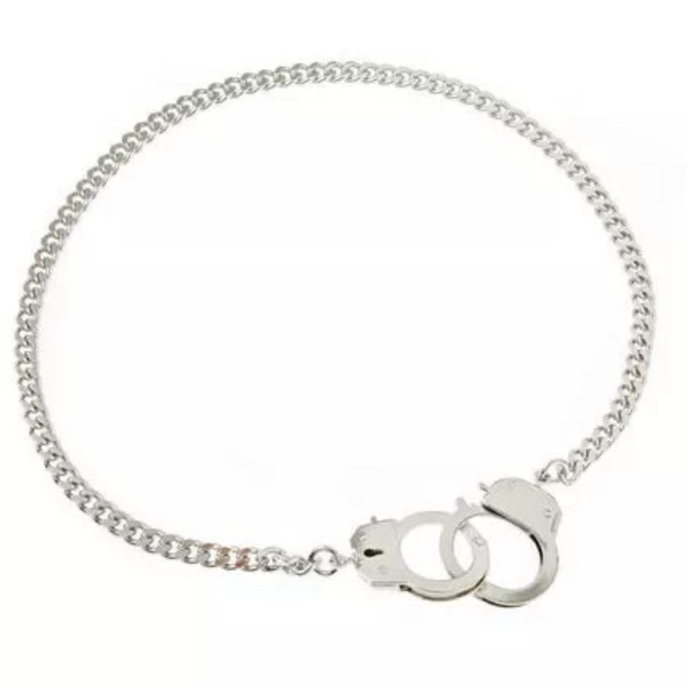New Working Handcuff Lock Partners in Crime Silver Necklace